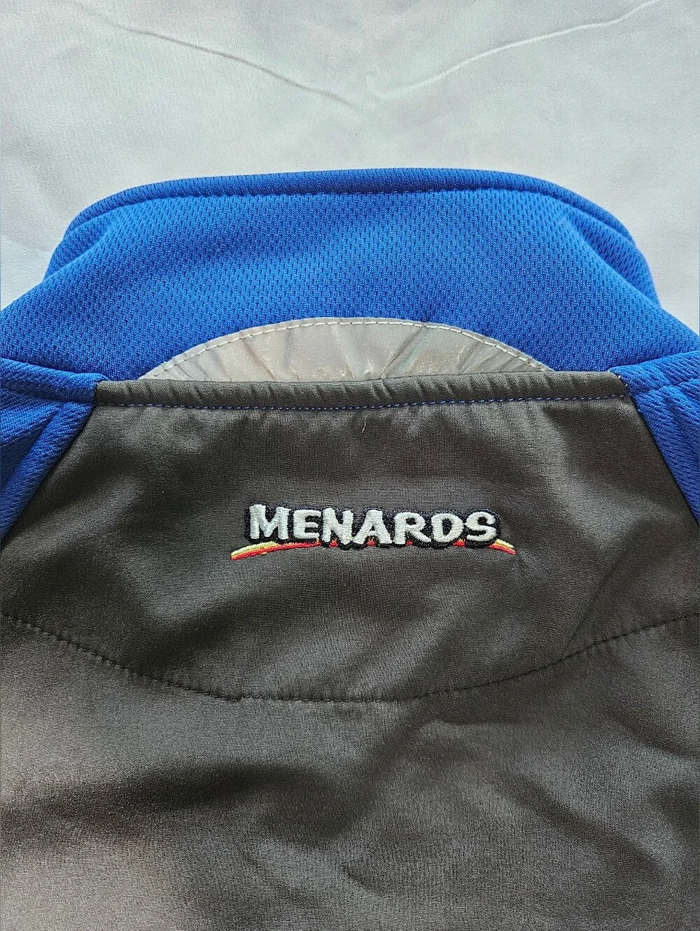 Menards Mens L Long Sleeve Full Zip Jacket Blue Gray Softshell Fleece Lined